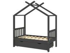 Rám dětské postele se zásuvkou tmavě šedý borovice 70 x 140 cm