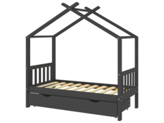 Rám dětské postele se zásuvkou tmavě šedý borovice 80 x 160 cm
