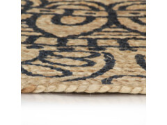 Ručně vyrobený koberec z juty s tmavě modrým potiskem 150 cm