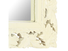 Ručně vyřezávané zrcadlo bílé 110 x 50 cm masivní mangovník