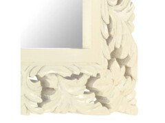 Ručně vyřezávané zrcadlo bílé 50 x 50 cm masivní mangovník