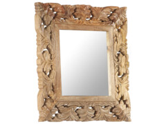Ručně vyřezávané zrcadlo hnědé 50 x 50 cm masivní mangovník