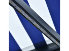 Ručně zatahovací markýza s LED světlem 300 x 250 cm modrobílá