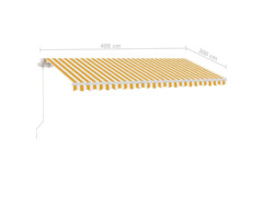 Ručně zatahovací markýza s LED světlem 400 x 300 cm žlutobílá