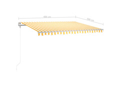 Ručně zatahovací markýza s LED světlem 400 x 300 cm žlutobílá