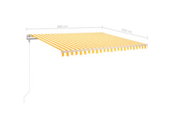 Ručně zatahovací markýza s LED světlem 400 x 350 cm žlutobílá