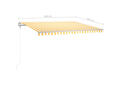 Ručně zatahovací markýza s LED světlem 450 x 300 cm žlutobílá