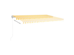 Ručně zatahovací markýza s LED světlem 500 x 350 cm žlutobílá