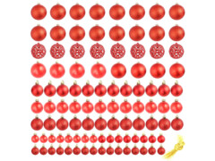 Sada vánočních baněk 100 kusů 3/4/6 cm červená