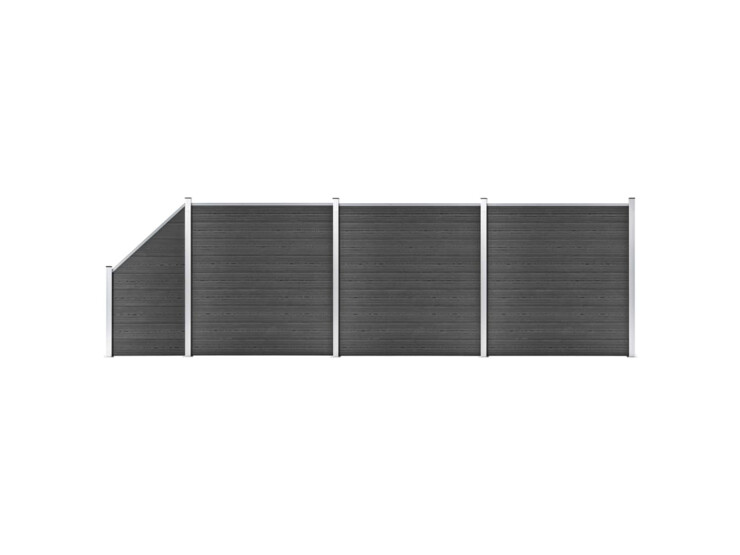 Set plotového dílce WPC 619 x (105–186) cm černý