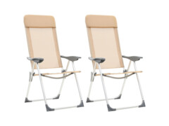 Skládací kempingové židle 2 ks krémové hliníkové