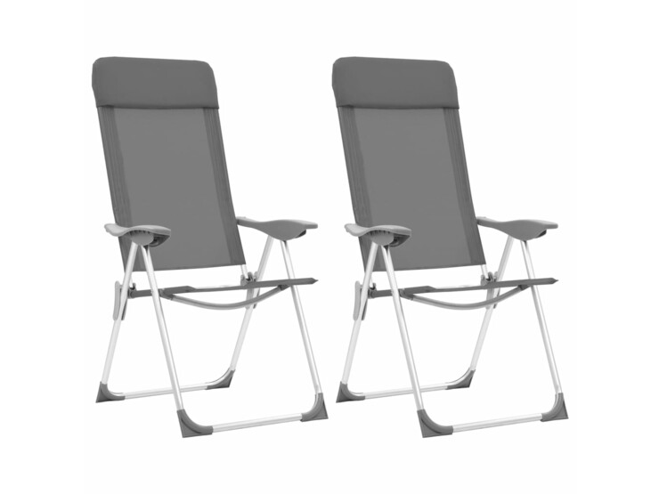 Skládací kempingové židle 2 ks šedé hliníkové
