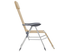 Skládací kempingové židle s podnožkou 2 ks hliníkové krémové