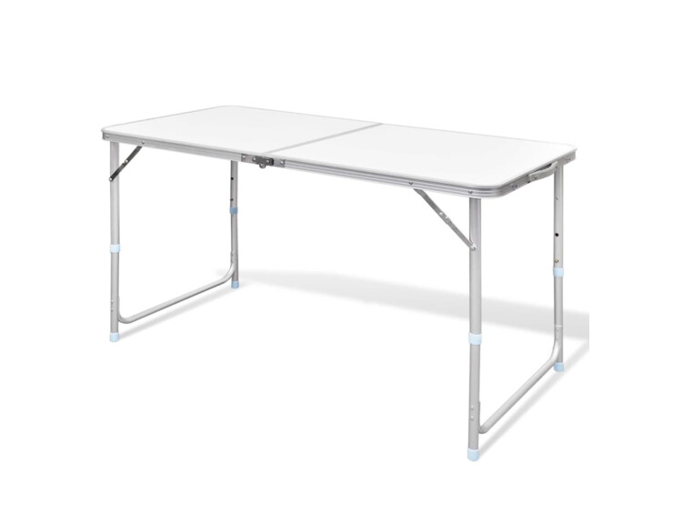 Skládací kempingový stůl s nastavitelnou výškou, hliníkový 120 x 60 cm