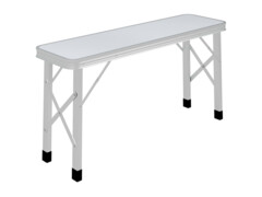 Skládací kempingový stůl se 2 lavicemi hliník bílý
