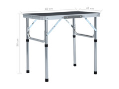 Skládací kempingový stůl šedý hliník 60 x 45 cm