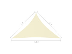 Stínící plachta oxfordská látka trojúhelník 4x4x5,8 m krémová