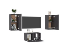 3dílný set TV skříněk šedý s vysokým leskem dřevotříska