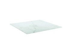 Stolní deska bílá 50x50 cm 6mm tvrzené sklo mramorovaný design