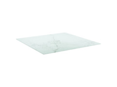 Stolní deska bílá 70x70 cm 6 mm tvrzené sklo mramorovaný design