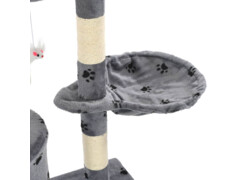 Škrabadlo pro kočky sisalové sloupky 138 cm šedé s tlapkami