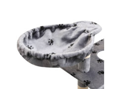 Škrabadlo pro kočky, sisalové sloupky 150 cm šedá potisk tlapek