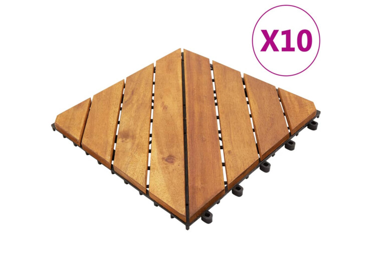 Terasové dlaždice 10 ks 30 x 30 cm masivní akáciové dřevo