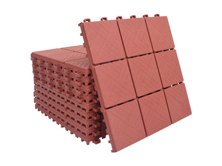 Terasové dlaždice 10 ks červené 30,5 x 30,5 cm plast
