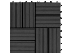 Terasové dlaždice z dřevoplastu 11 ks 30 x 30 cm 1 m² černé