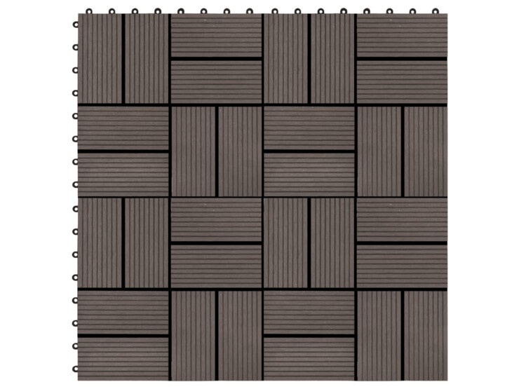 Terasové dlaždice z dřevoplastu 11 ks 30x30 cm 1 m² tmavě hnědé