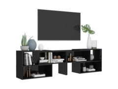 TV skříňka černá s vysokým leskem 149 x 30 x 52 cm dřevotříska