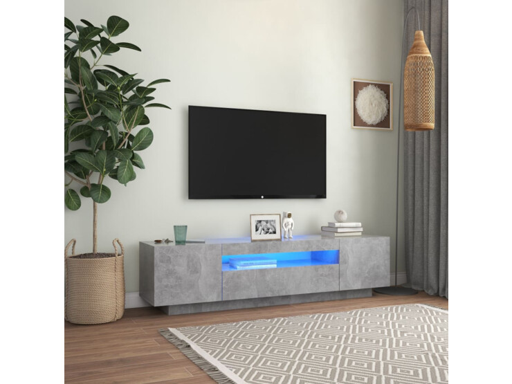 TV skříňka s LED osvětlením betonově šedá 160 x 35 x 40 cm