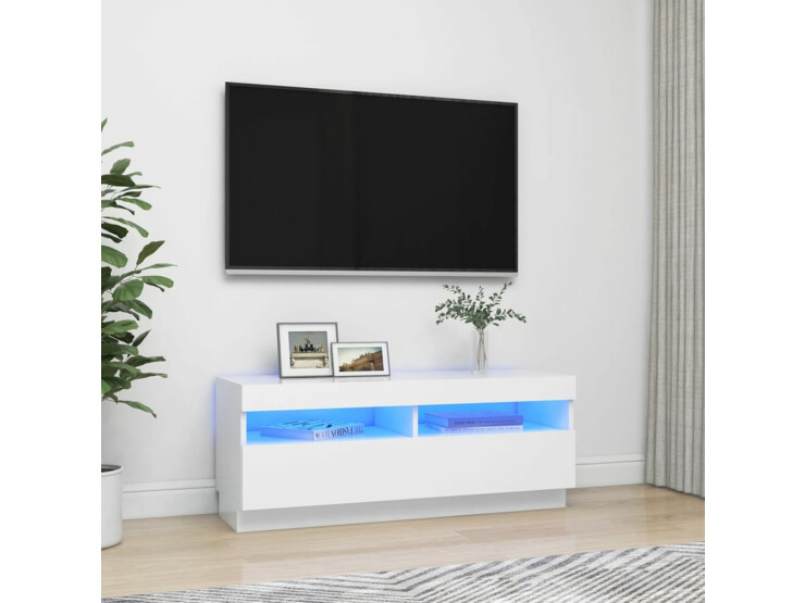TV skříňka s LED osvětlením bílá 100 x 35 x 40 cm