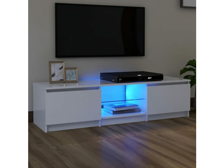 TV skříňka s LED osvětlením bílá 140 x 40 x 35,5 cm