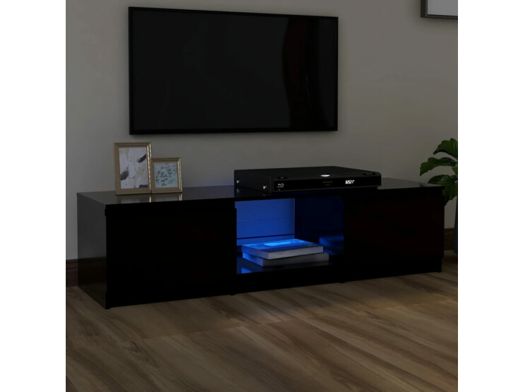 TV skříňka s LED osvětlením černá 140 x 40 x 35,5 cm