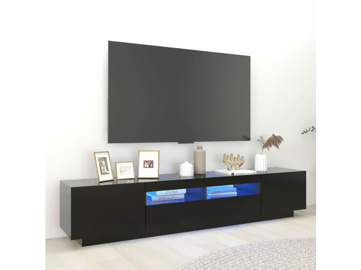 TV skříňka s LED osvětlením černá 200 x 35 x 40 cm