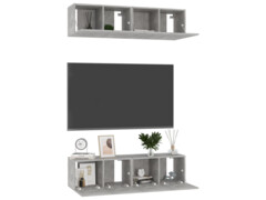 TV skříňky 4 ks betonově šedé 60 x 30 x 30 cm dřevotříska