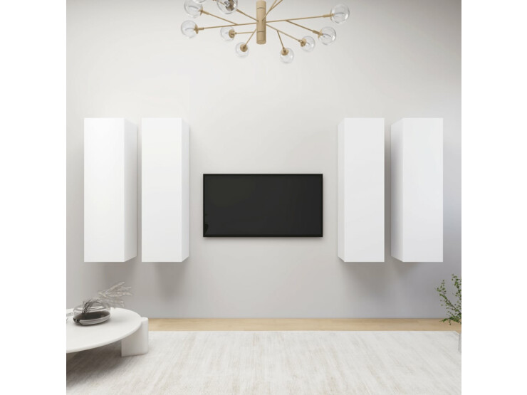 TV skříňky 4 ks bílé 30,5 x 30 x 110 cm dřevotříska