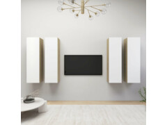 TV skříňky 4 ks bílé a dub sonoma 30,5x30x110 cm dřevotříska