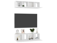 TV skříňky 4 ks bílé s vysokým leskem 60x30x30 cm dřevotříska