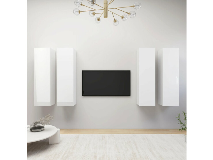 TV skříňky 4 ks bílé vysoký lesk 30,5 x 30 x 110 cm dřevotříska
