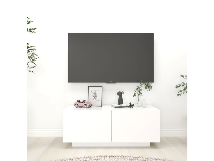 TV stolek bílý 100 x 35 x 40 cm dřevotříska