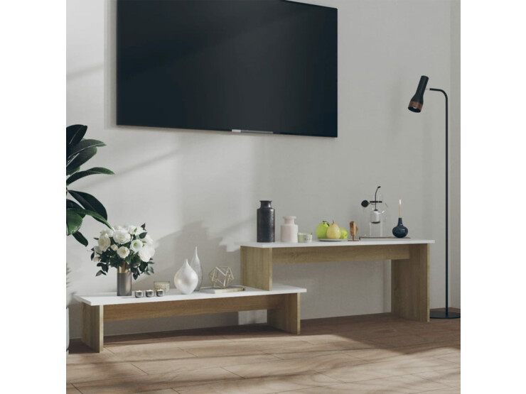 TV stolek dub sonoma a bílý 180 x 30 x 43 cm dřevotříska