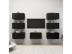 TV stolky 7 ks černé 30,5 x 30 x 60 cm dřevotříska