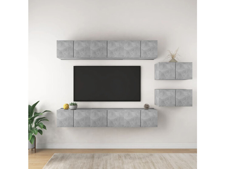 TV stolky 8 ks betonově šedé dřevotříska
