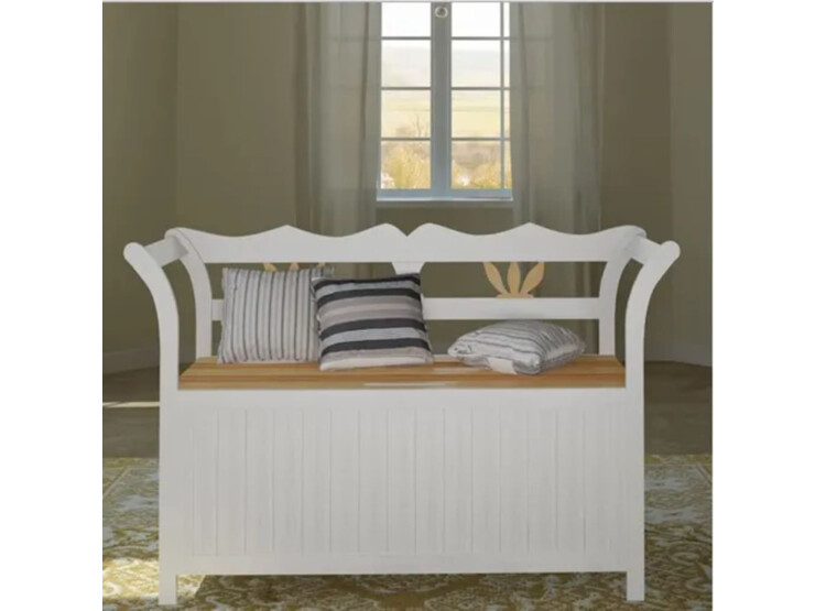 Úložná lavice 126 x 42 x 75 cm bílá dřevěná
