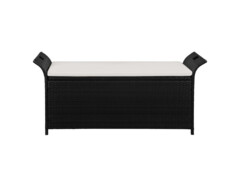 Úložná lavice s poduškou 138 cm polyratan černá