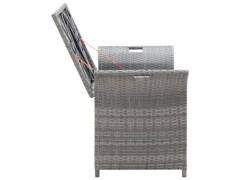 Úložná lavice s poduškou šedá 138 cm polyratan