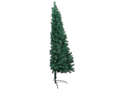 Umělý vánoční půl stromek s LED a sadou koulí zelený 240 cm