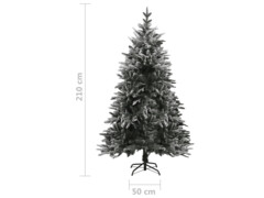 Umělý vánoční stromek LED a sada koulí zasněžený 210cm PVC a PE